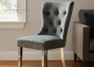 Bentley Dark Grey Chair (Chrome Legs)