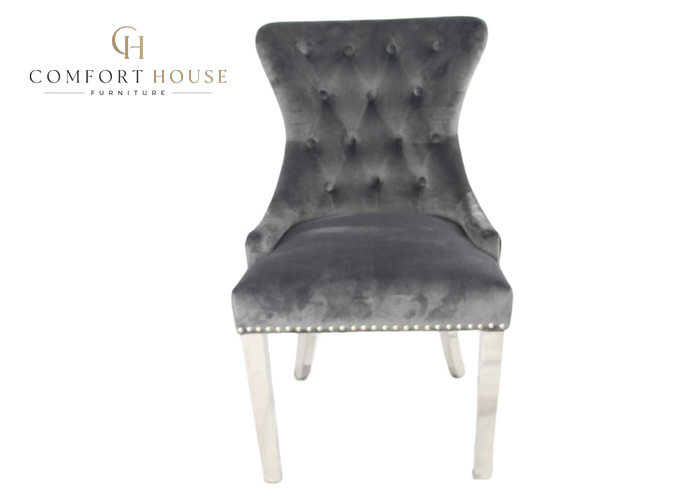 Chelsea 01 Cream Chair (Lion Knocker/Chrome Legs) - Image 5
