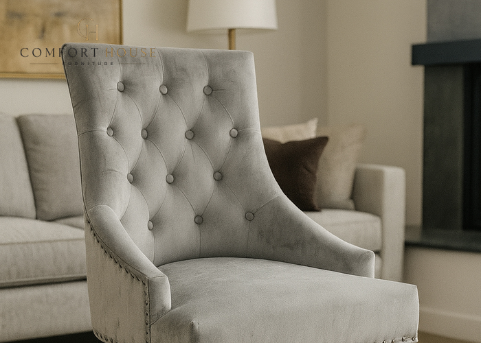 Cheshire Dark Grey Chair (Black Ring Knocker/Black Legs)