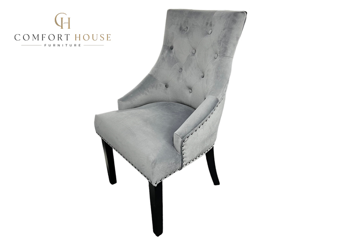 Cheshire Dark Grey Chair (Black Ring Knocker/Black Legs) - Image 2