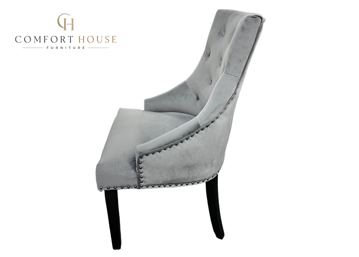 Cheshire Dark Grey Chair (Black Ring Knocker/Black Legs) - Image 3
