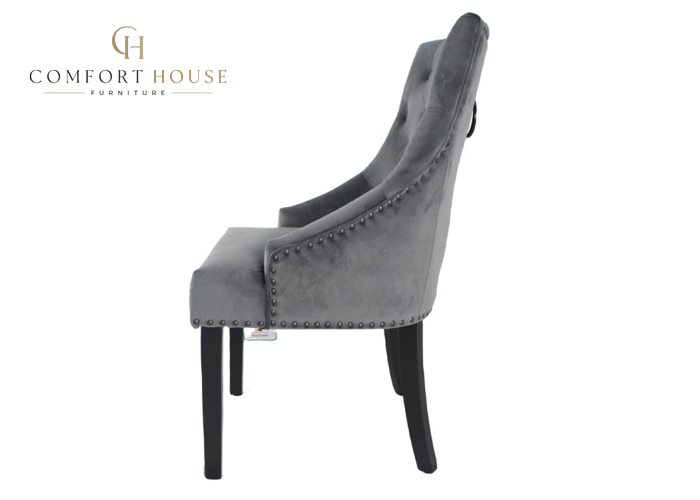 Cheshire Dark Grey Chair (Black Ring Knocker/Black Legs) - Image 4