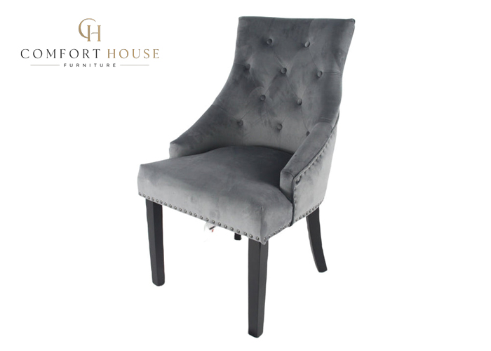 Cheshire Dark Grey Chair (Black Ring Knocker/Black Legs) - Image 5