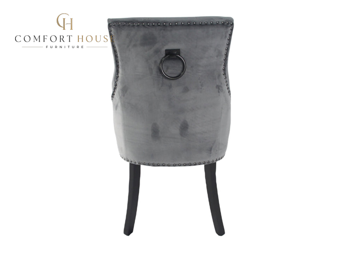Cheshire Dark Grey Chair (Black Ring Knocker/Black Legs) - Image 6