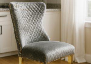 G-Lewis Light Grey Chair (Lion Knocker/Gold Legs)