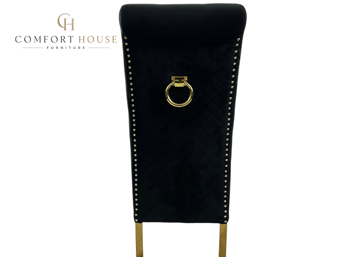 G-Lucy Black Chair (Ring Knocker/Gold Legs) - Image 5