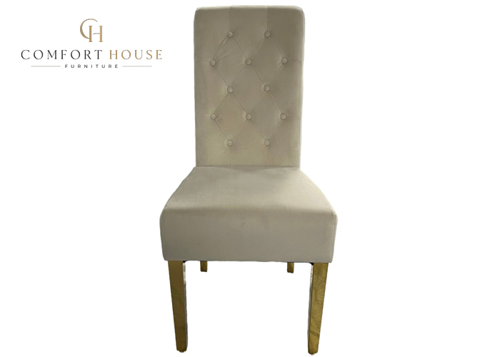 G-Lucy Cream Chair (Ring Knocker/Gold Legs) - Image 2