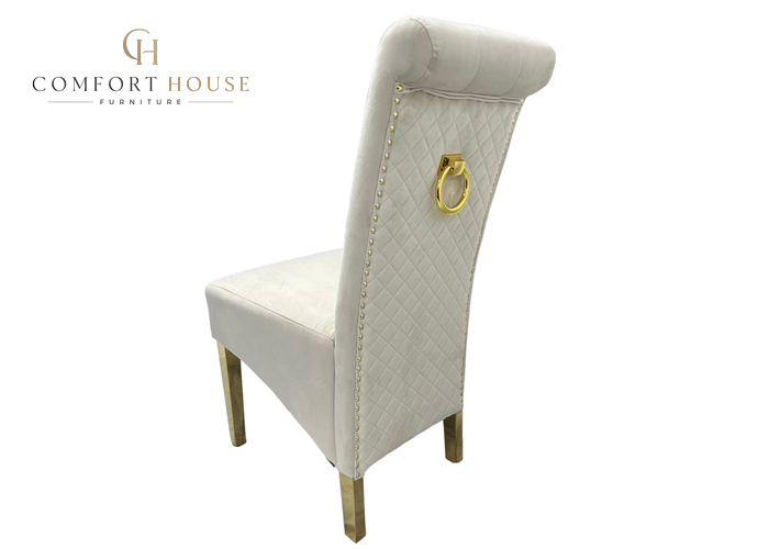 G-Lucy Cream Chair (Ring Knocker/Gold Legs) - Image 3