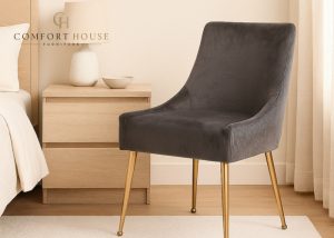 G-Milan Dark Grey Chair (Gold Legs)