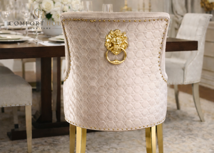 G-Roma Mink Chair (Lion Knocker/Gold Legs) - Image 2