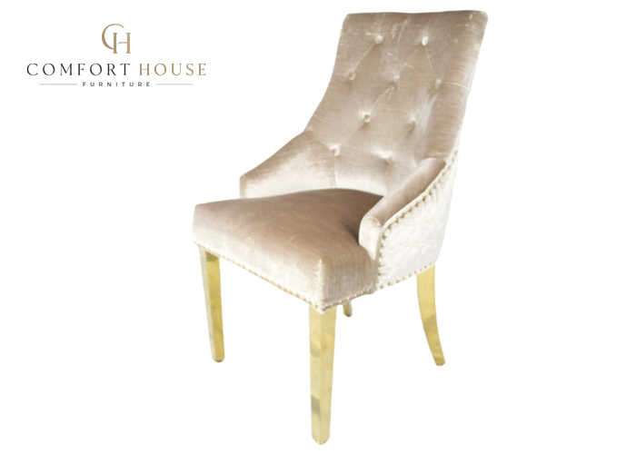 G-Roma Mink Chair (Lion Knocker/Gold Legs) - Image 3