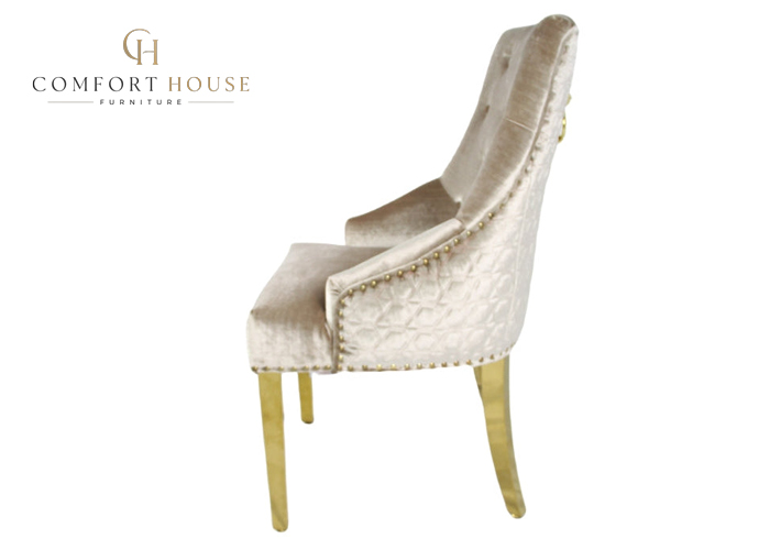 G-Roma Mink Chair (Lion Knocker/Gold Legs) - Image 4