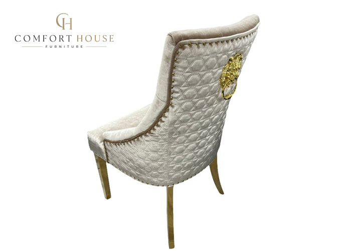 G-Roma Mink Chair (Lion Knocker/Gold Legs) - Image 6