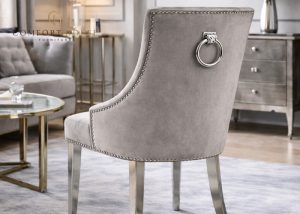 Jessica Dark Grey Chair (Ring Knocker/Chrome Legs)