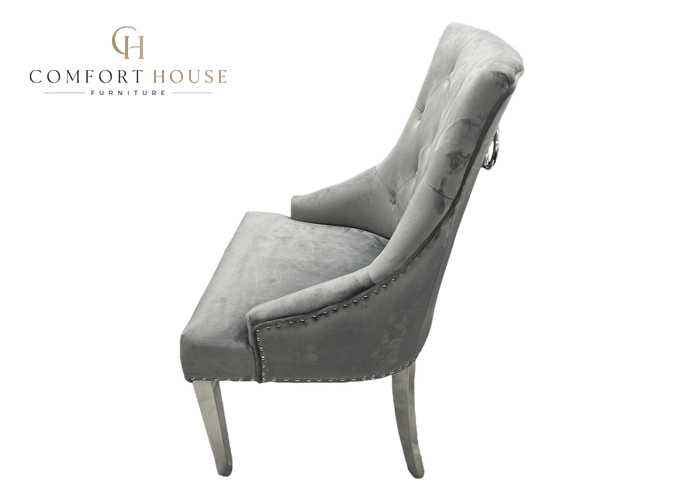 Jessica Dark Grey Chair (Ring Knocker/Chrome Legs) - Image 2