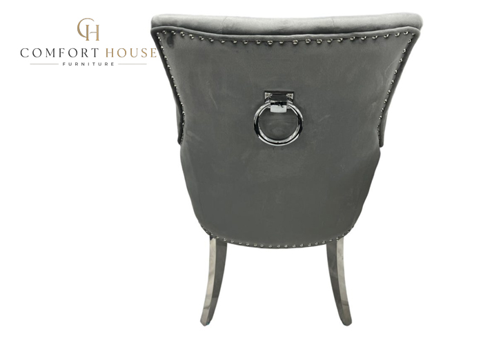 Jessica Dark Grey Chair (Ring Knocker/Chrome Legs) - Image 3