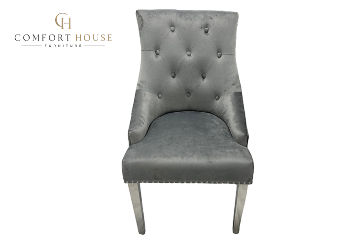 Jessica Dark Grey Chair (Ring Knocker/Chrome Legs) - Image 5
