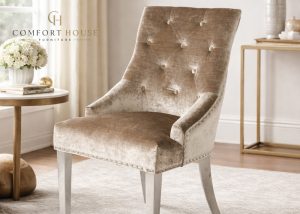 Jessica Mink Chair (Ring Knocker/Chrome Legs)