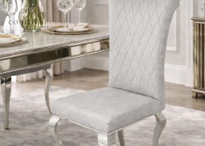London PU Light Grey Chair (Chrome Legs)