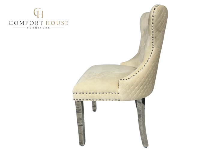 Mayfair Ivory Chair (Lion Knocker/Chrome Legs) - Image 2