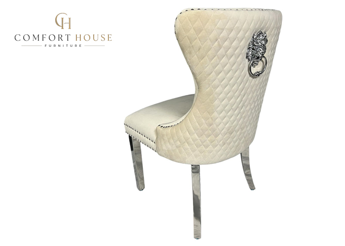Mayfair Ivory Chair (Lion Knocker/Chrome Legs) - Image 5