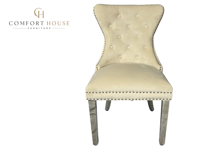 Mayfair Ivory Chair (Lion Knocker/Chrome Legs) - Image 6