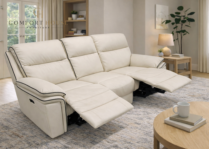 Montana Ivory 3 Seat Recliner Sofa