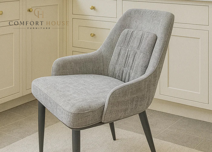 Palma Mix Grey Fabric Chair (Black Legs)