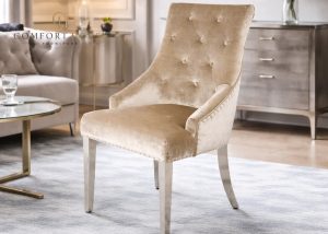 Roma Mink Chair (Lion Knocker/Chrome Legs)