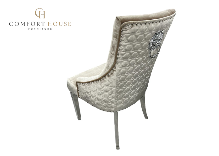 Roma Mink Chair (Lion Knocker/Chrome Legs) - Image 2