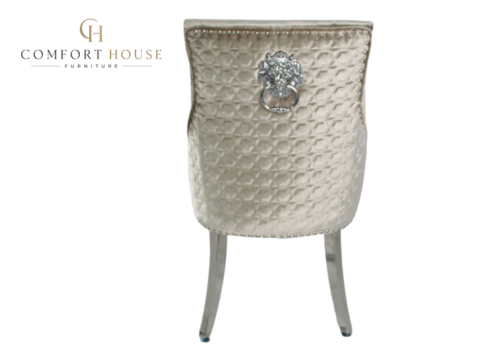 Roma Mink Chair (Lion Knocker/Chrome Legs) - Image 3