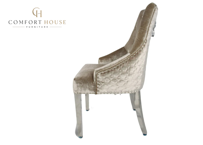Roma Mink Chair (Lion Knocker/Chrome Legs) - Image 4