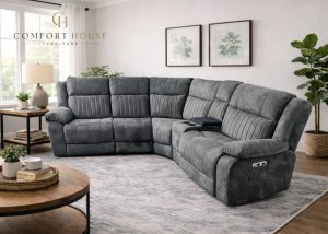 Rose Charcoal 2+1 E-Recliner Corner Sofa (Additional Consoles and Seats)