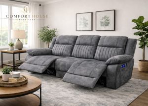 Rose Charcoal 3 Seater E-Recliner Sofa