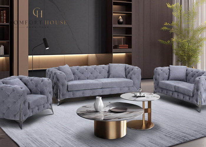 Paris Grey 3 Seater Sofa - Image 2